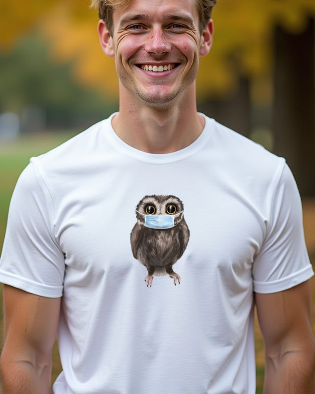 Süße Eule mit Gesichtsmaske - Niedliches Eulen Motiv – T-Shirt