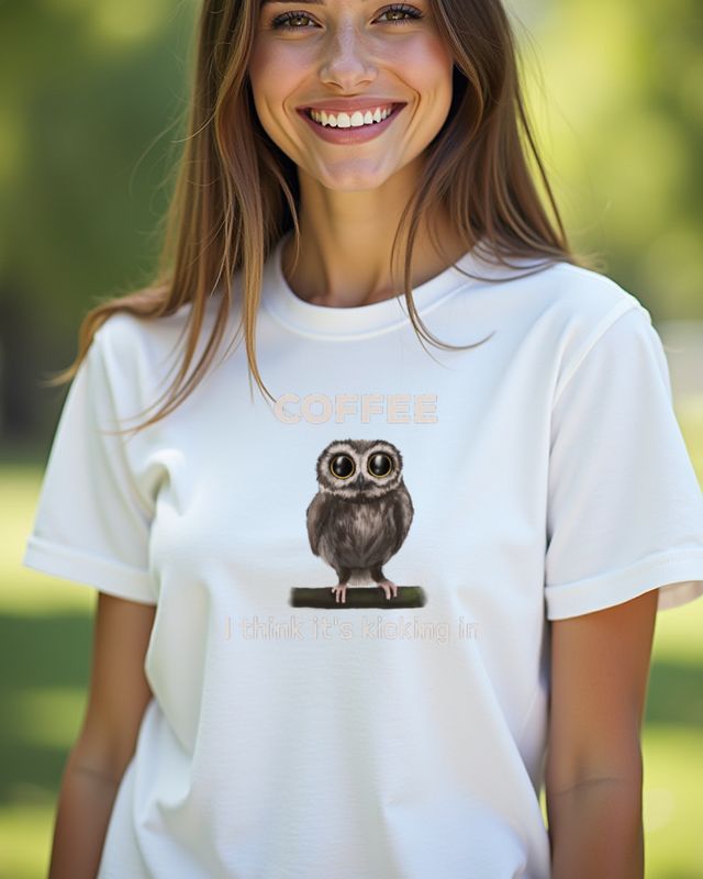 Cute Owl and Coffee - Funny Design for Coffee Lovers โ T-Shirt