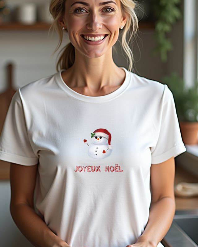 Sweet Christmas Snowman Joyeux Noël - Holiday Snowman – T-Shirt