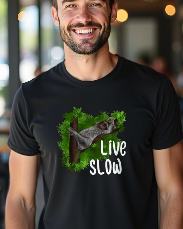 Sweet Sloth - Live Slow - Funny Lazy Sloth Design โ T-Shirt