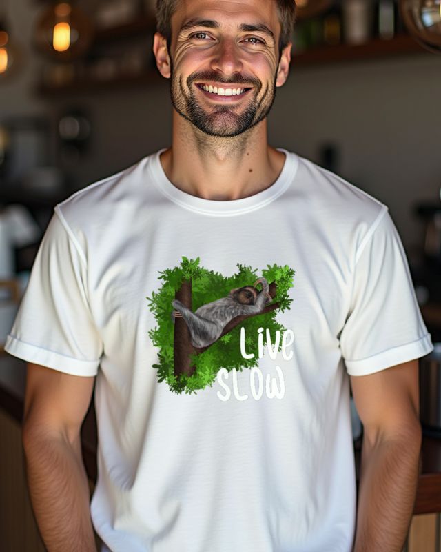 Sweet Sloth - Live Slow - Funny Lazy Sloth Design – T-Shirt