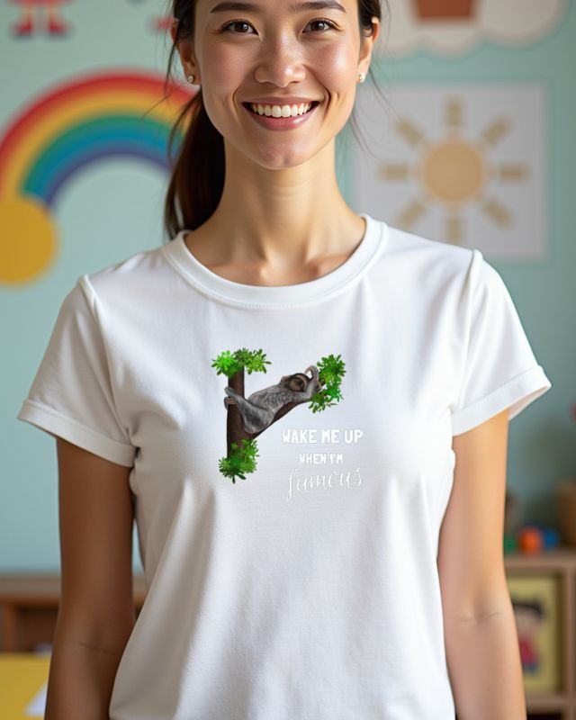 Faultier - Wake Me Up When I’m Famous - Lustiger Spruch – T-Shirt