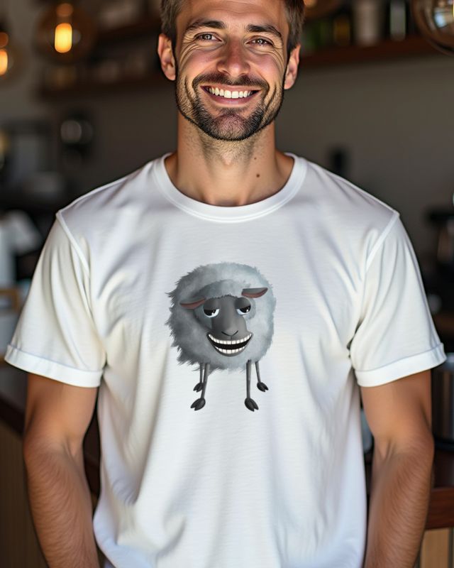 Schaf mit großen Augen - Süßes Lächelndes Schafmotiv – T-Shirt
