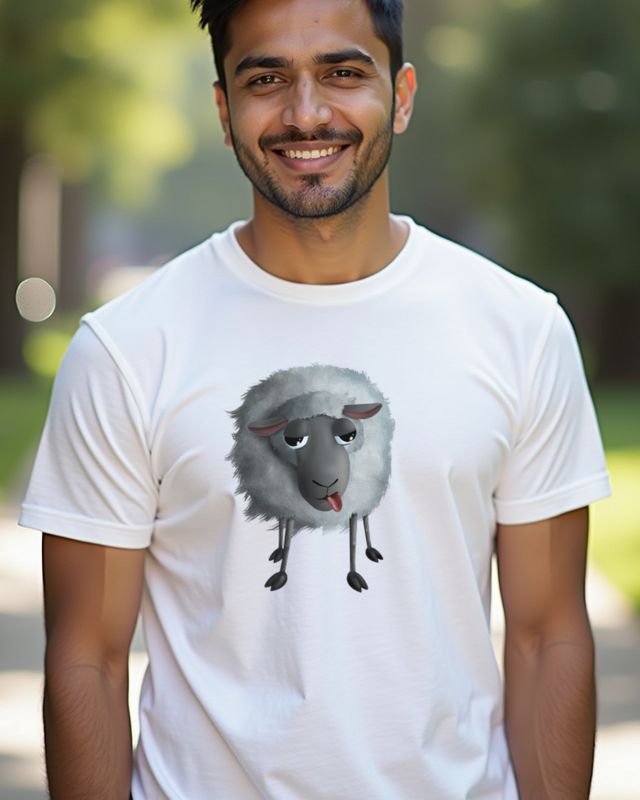 Süßes Schaf mit großen Augen und Zunge - Lustiges Schaf – T-Shirt