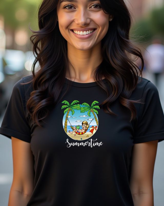 Summertime - Mann in der Hängematte am Strand – T-Shirt