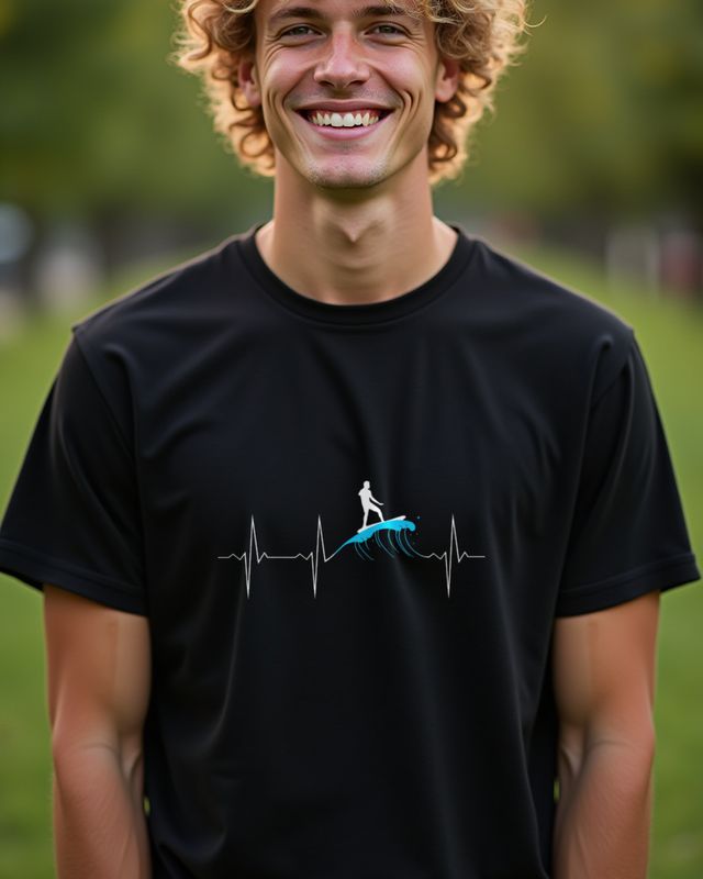 Surfer Heartbeat Line - Surfing EKG Gift for Surfers
