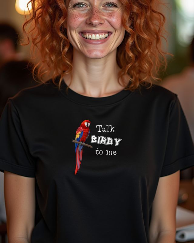 Talk birdy to me - Funny Macaw Parrot Pun β T-Shirt