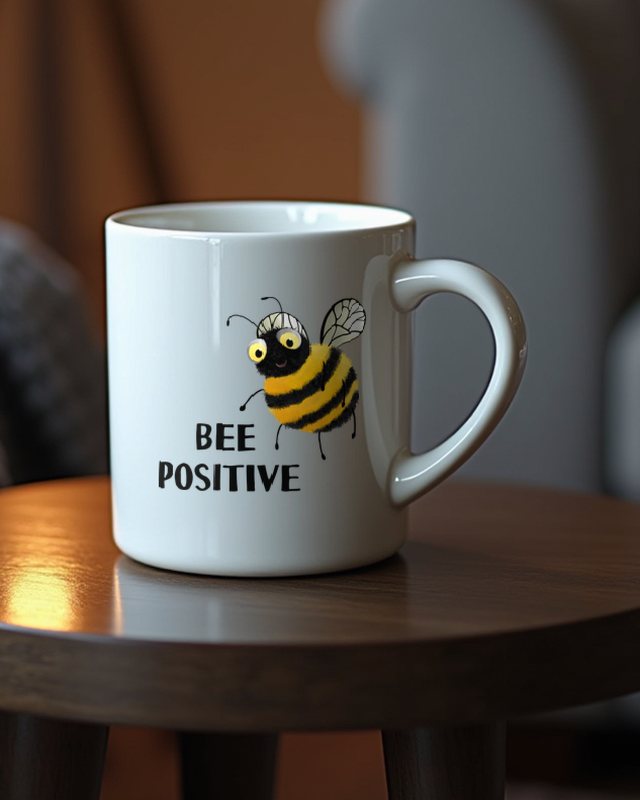 Bee Positive - Lustiges Bienen Wortspiel Motiv – Tasse