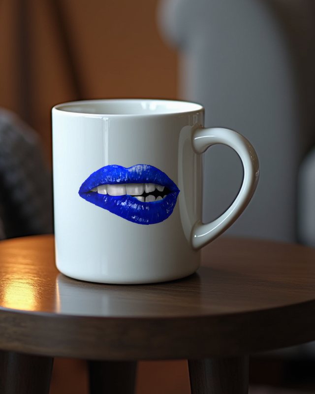 Blue Lip Bite - Flirty Lips Design for Women – Mug