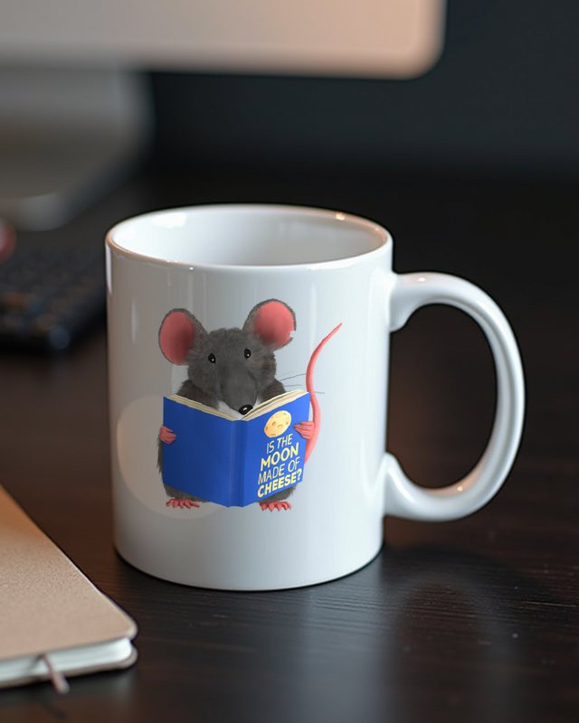 Bücherwurm Maus - Is the Moon Made of Cheese Lesen Geschenk – Tasse