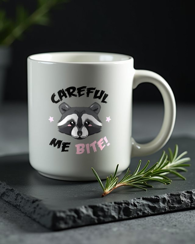Careful me bite - Vorsicht bissiger Waschbär Spruch – Tasse