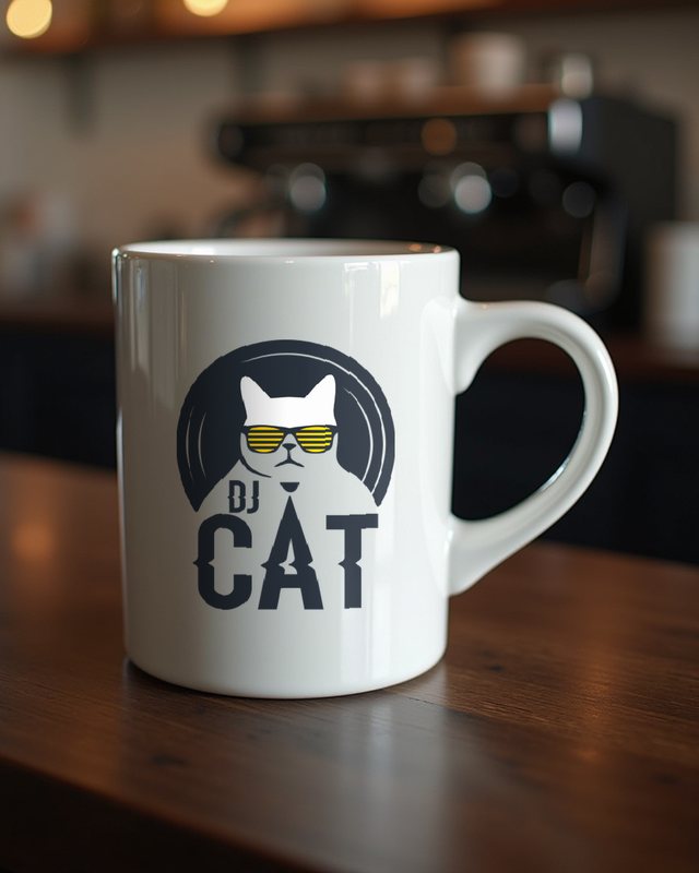 DJ Cat - Lustige Katze am Plattenteller für Musikfans – Tasse
