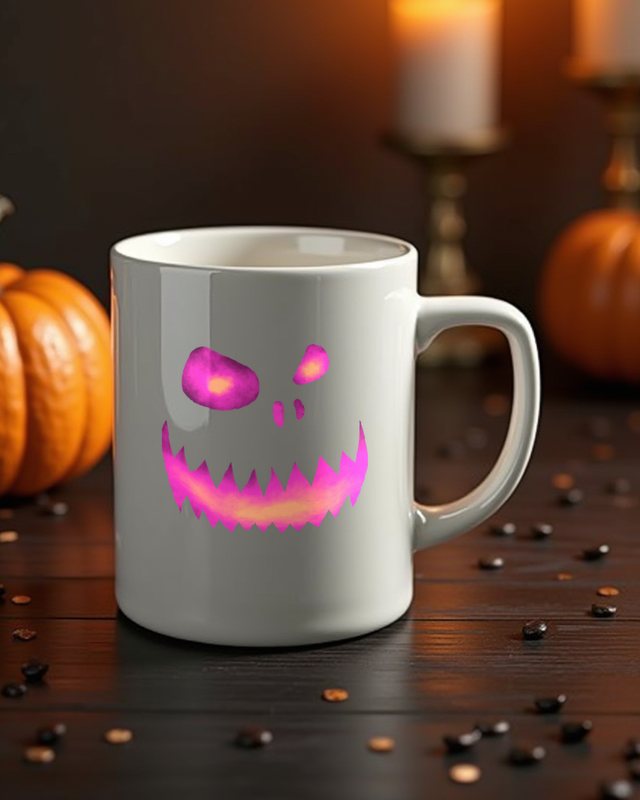 Düsteres Halloween Gesicht 4 in Rot-Pink - Halloween Motiv – Tasse