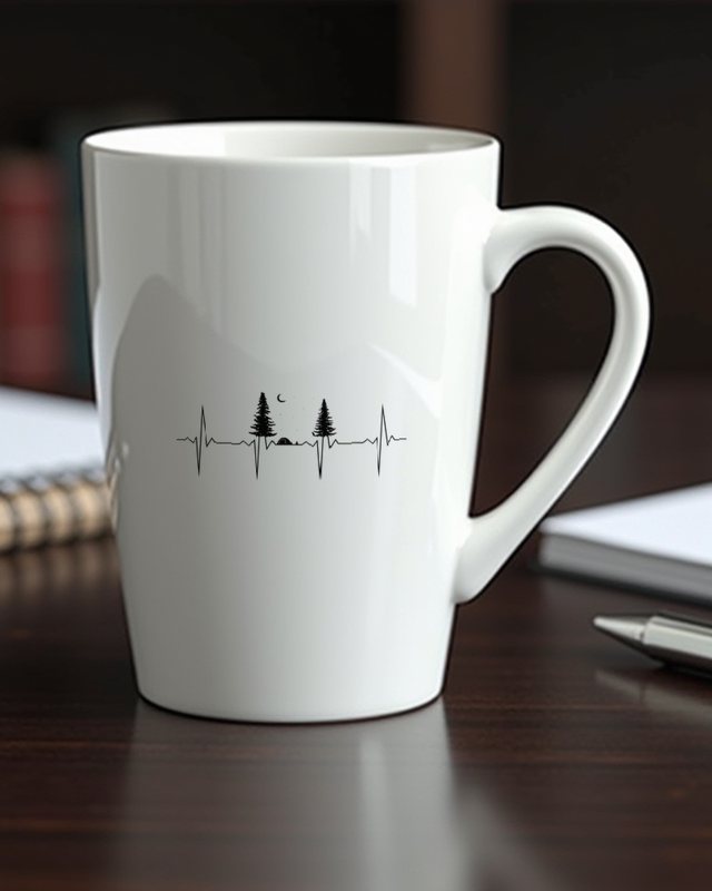 EKG Herzschlag Wald und Outdoor - Camping Geschenk – Tasse