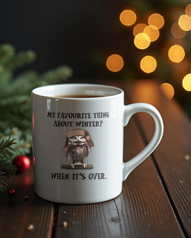 Owl in Ushanka - Is Winter Over Yet - Funny Winter – Mug