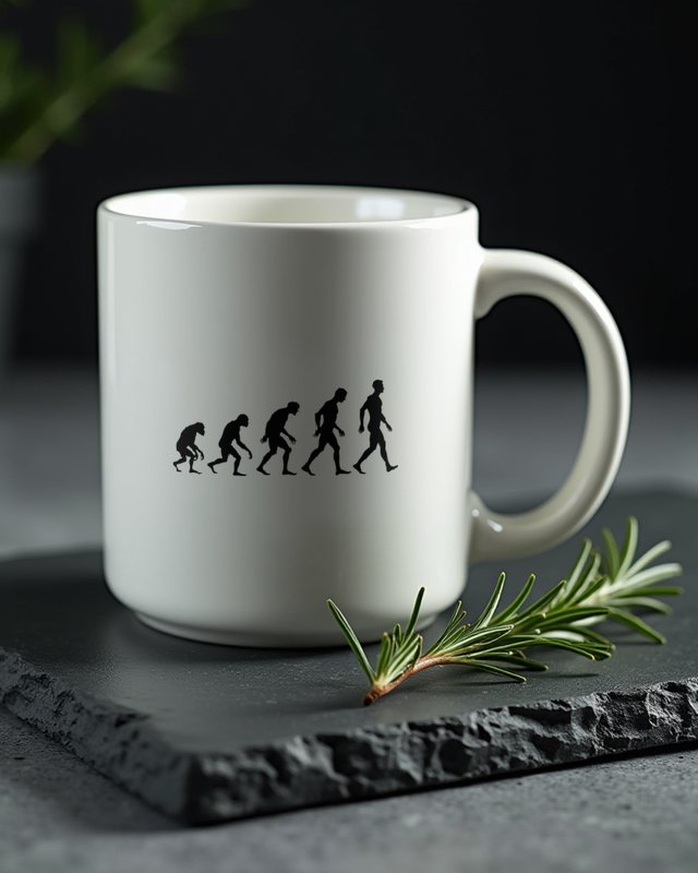 Evolution des Menschen Silhouetten – Politik Satire Motiv – Tasse