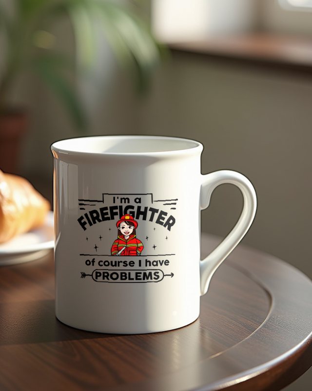 Female Firefighter with Problems - Feuerwehrfrau Spruch – Tasse