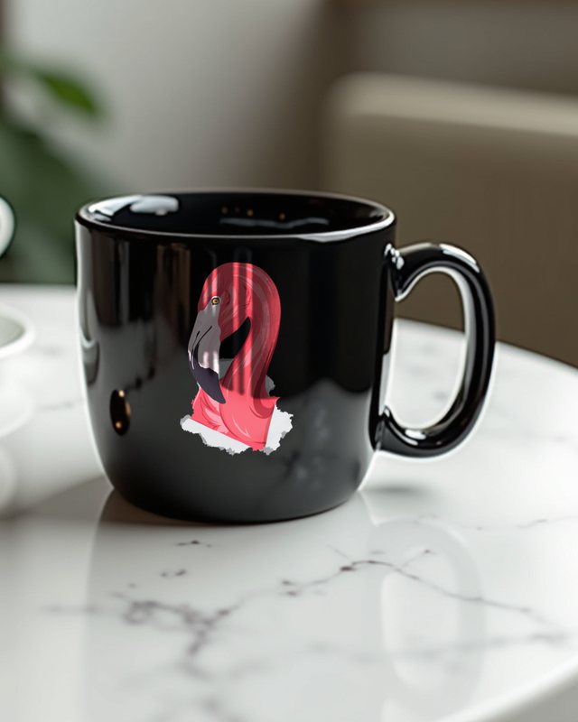 Flamingo Porträt - Rosa Flamingo Illustration – Tasse
