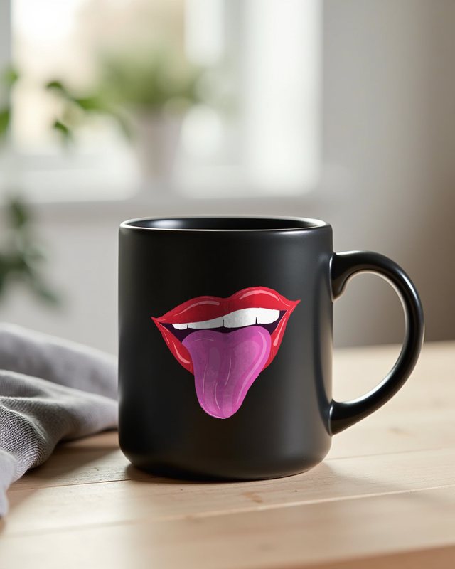 Freche Lippen mit Zunge - Lustiges Pop Art Mund Motiv – Tasse
