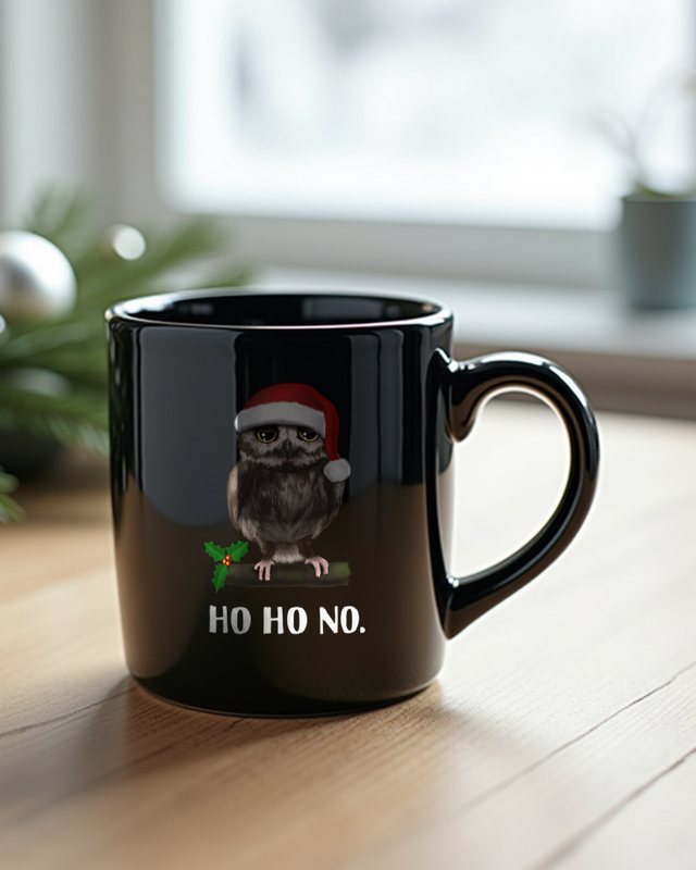 Grumpy Santa Owl - Funny Owl in Santa Hat Christmas – Mug