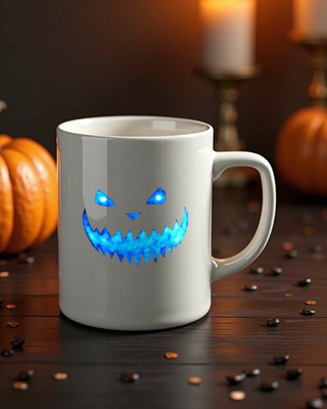 Gruseliges Halloween Gesicht 1 in Blau - Halloween Motiv – Tasse