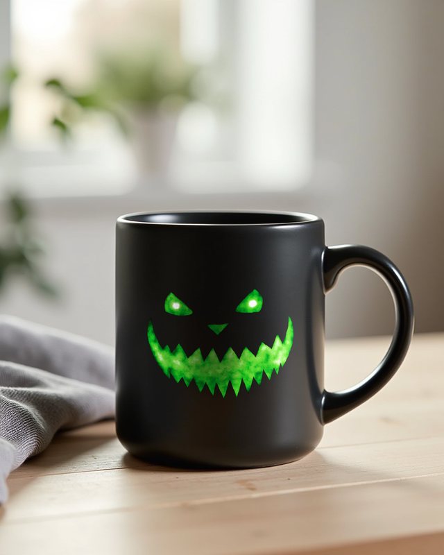 Creepy Halloween Face 1 in Green - Spooky Halloween Design – Mug
