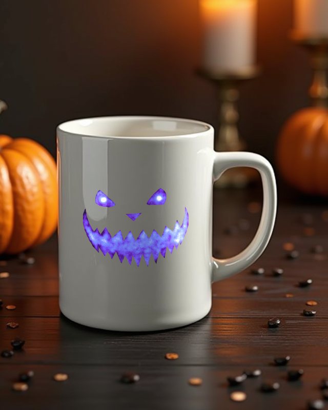 Purple Halloween Face - Spooky Halloween Design – Mug