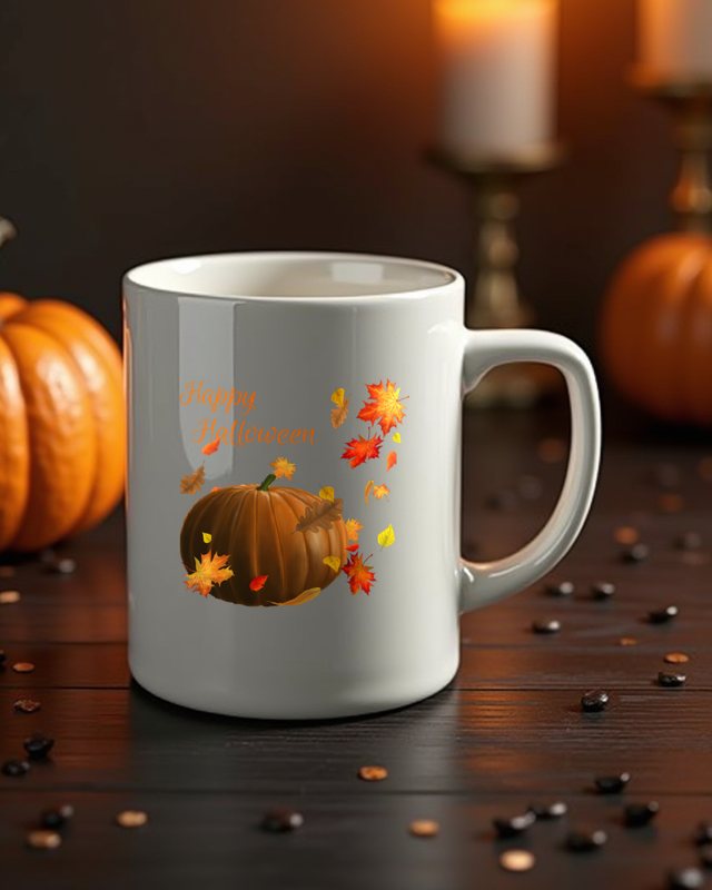 Happy Halloween Herbstlaub und Kürbis - Herbst Motiv – Tasse