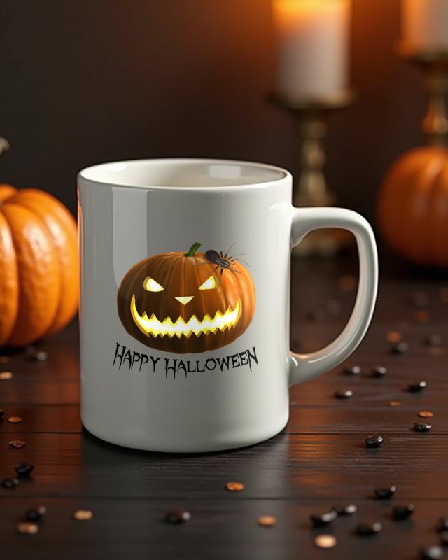 Happy Halloween Spider and Jack O Lantern - Spooky Design – Mug