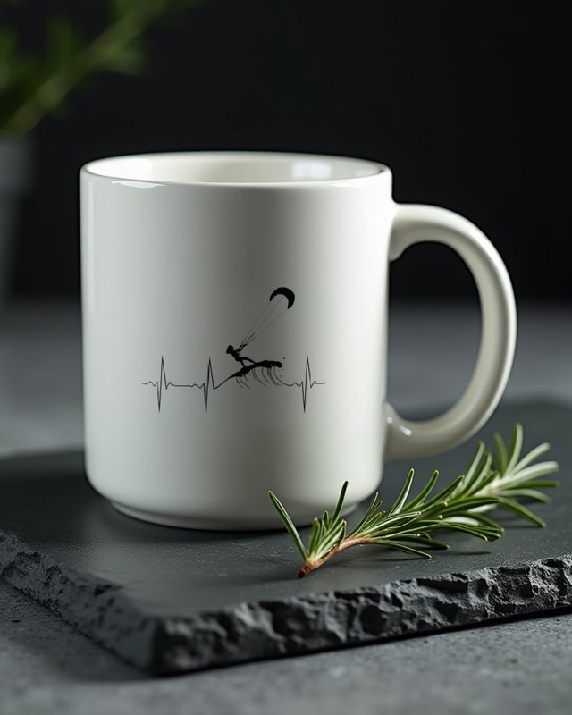 Herzschlag EKG Kitesurferin - Geschenk für Frauen – Tasse