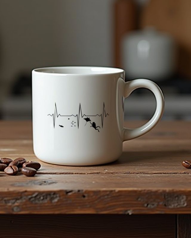 Herzschlag EKG Tauchen - Geschenk für Taucher – Tasse