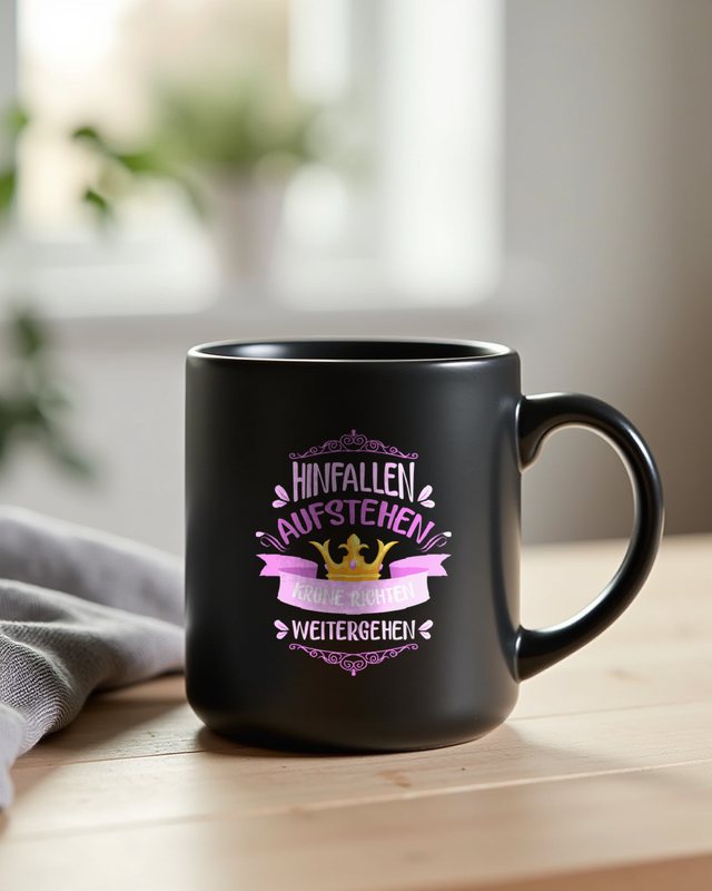 Hinfallen, aufstehen, Krone richten, weitergehen - Spruch – Tasse