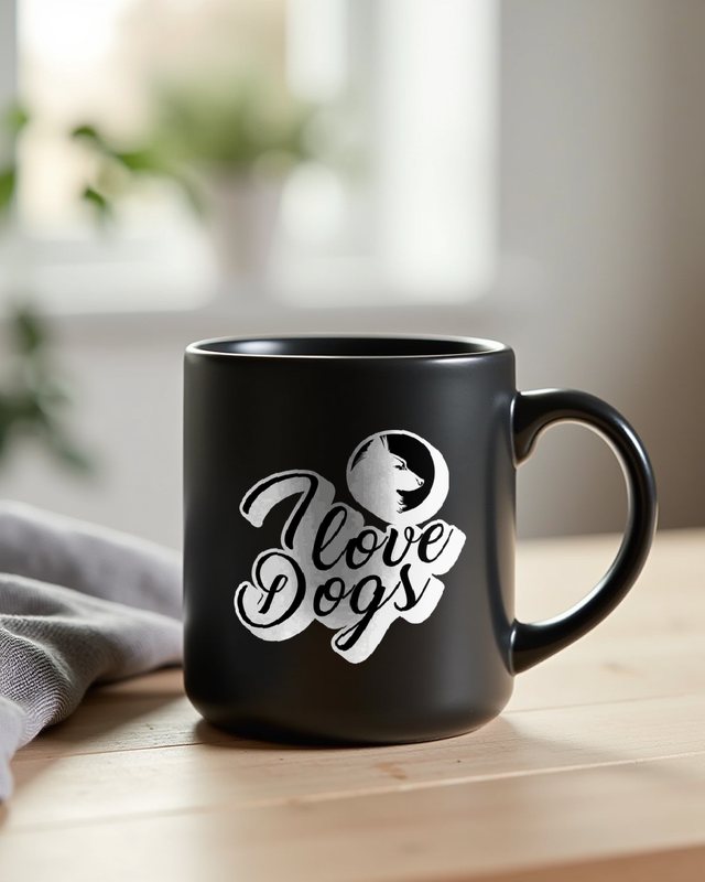 Hunde-Liebe: Schriftzug mit Hundekopf für Hundefans – Tasse