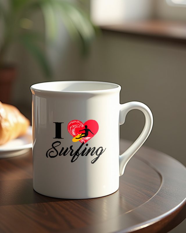 I love Surfing mit Herz - Surfer Geschenk Wellenreiten – Tasse