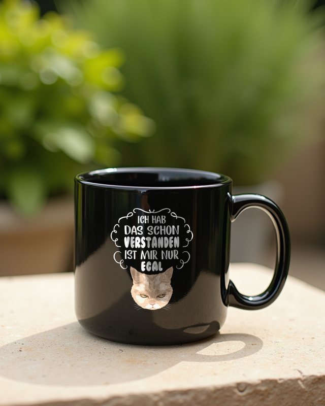 Ist mir nur egal - Mürrische Katze mit lustigem Spruch – Tasse