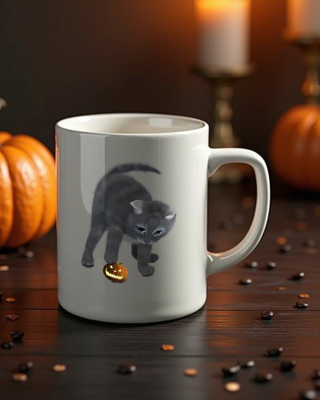 Kitten in a Halloween Pumpkin - Cute Cat Halloween – Mug