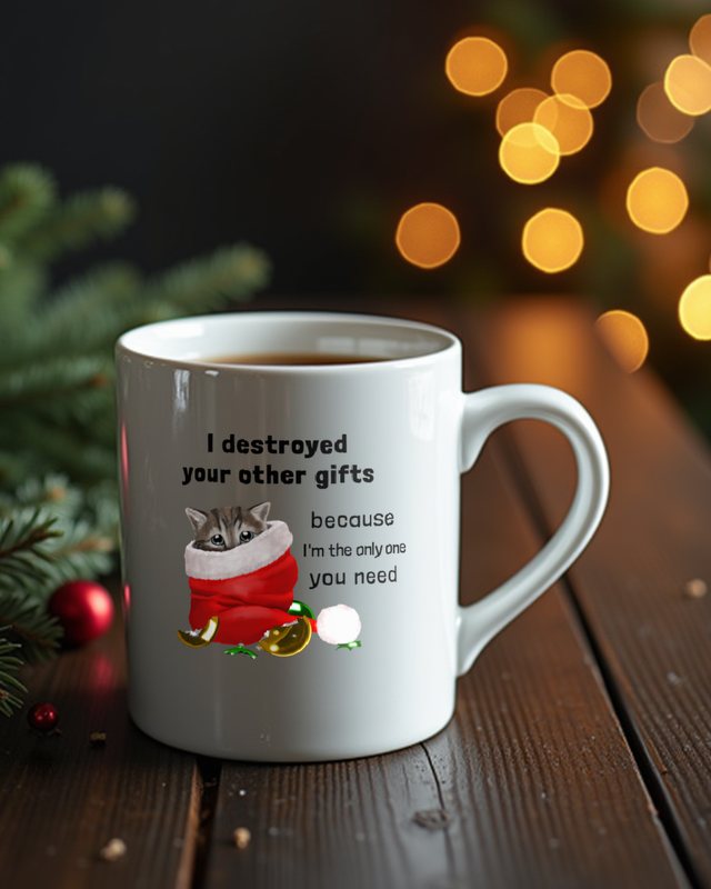 Cat Destroyed Christmas Gifts - Funny Cat Holiday – Mug