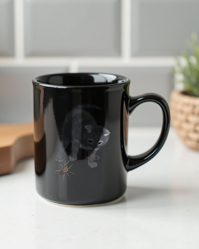 Cat with Spider - Cute Spooky Halloween Cat Design – Mug