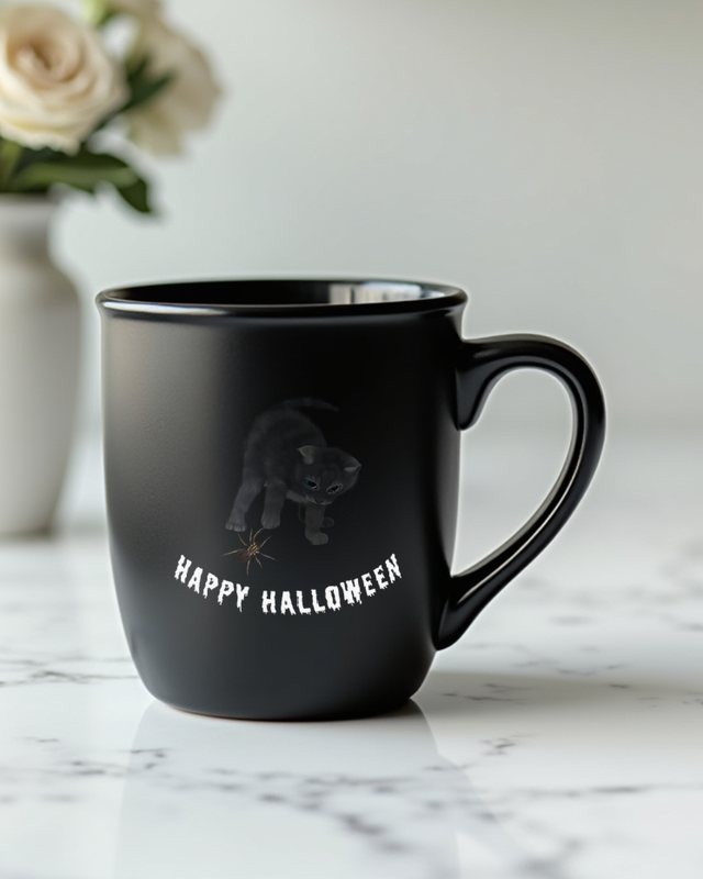 Cat and Spider Happy Halloween - Halloween Cat Design – Mug