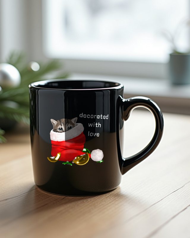 Katze Weihnachten - Mit Liebe dekoriert - Lustiges Motiv – Tasse