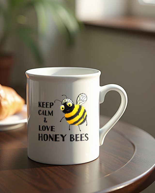 Keep Calm and Love Honey Bees - Bienen Spruch Motiv – Tasse