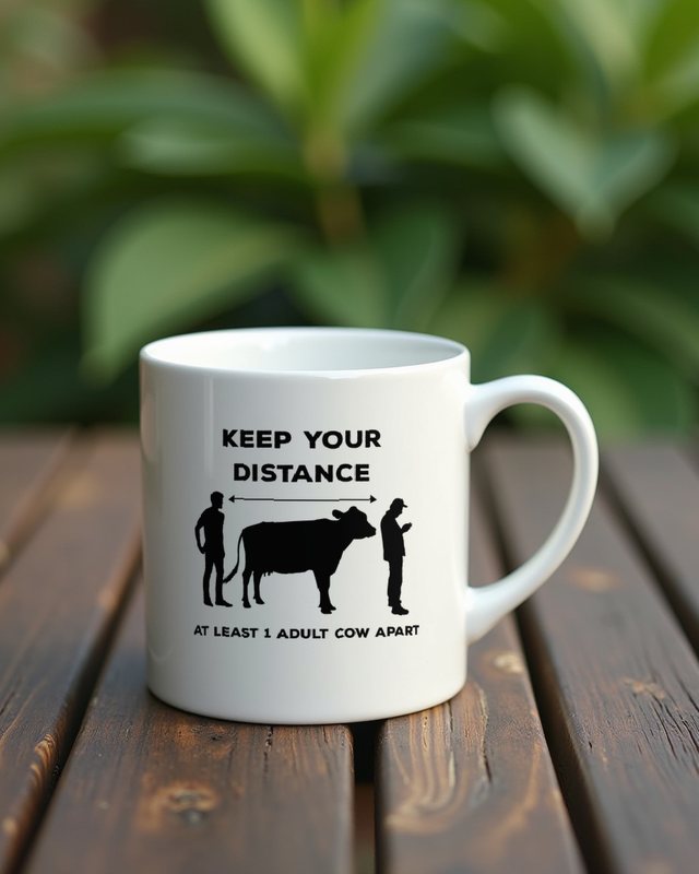 Keep Your Distance Adult Cow - Funny Cow Gift – Mug