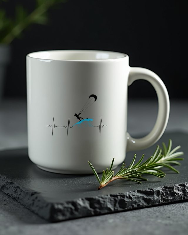 Kite Girl Heartbeat Line - Female Kitesurfer Gift – Mug
