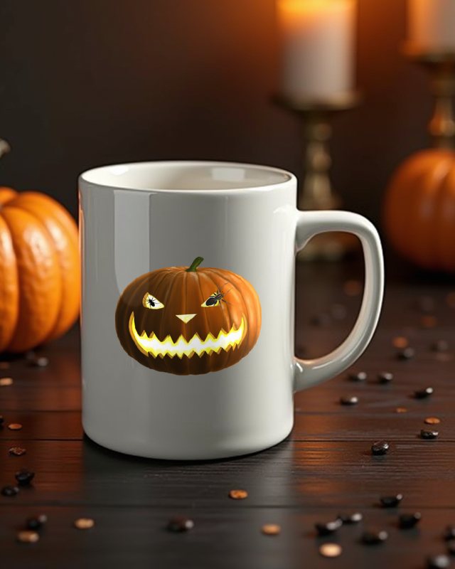 Pumpkin and Spider - Spooky Halloween Pumpkin Design – Mug