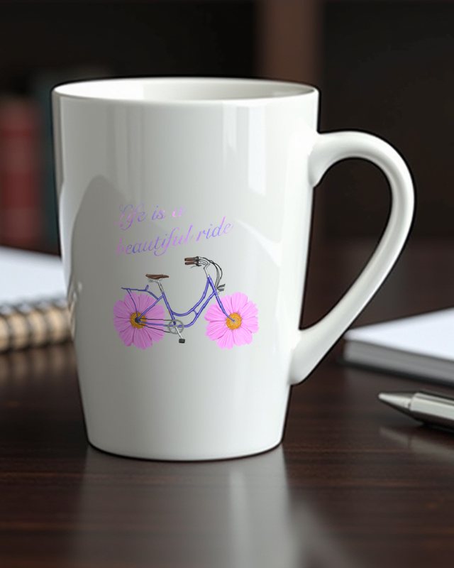 Life is a beautiful ride - Fahrrad mit Blumen – Tasse