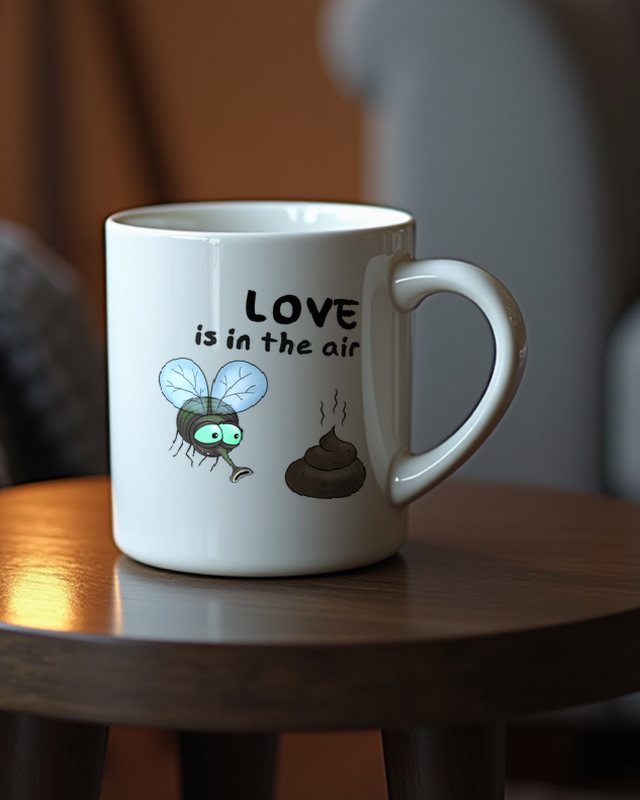 Love Is In The Air - Fliege und Kothaufen Lustiger Spruch – Tasse