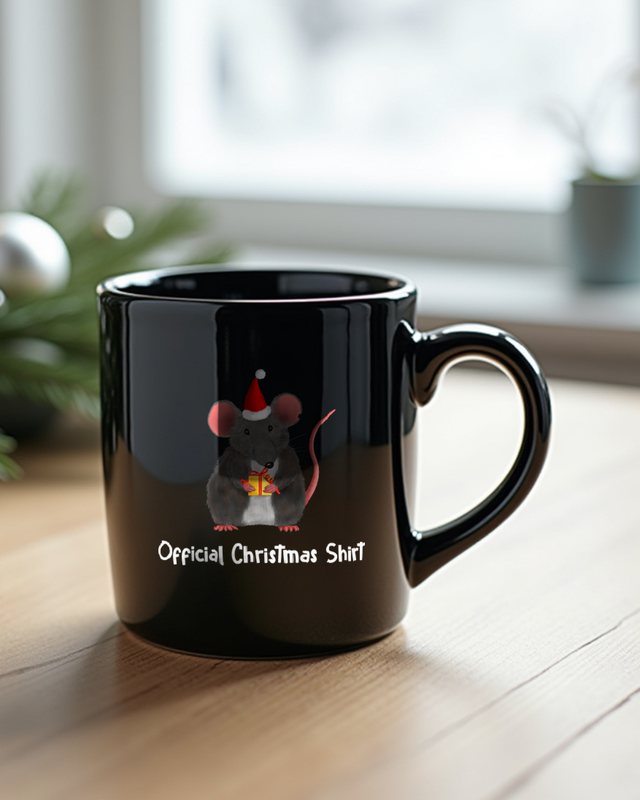 Maus mit Geschenk - Weihnachtsshirt - Lustig – Tasse