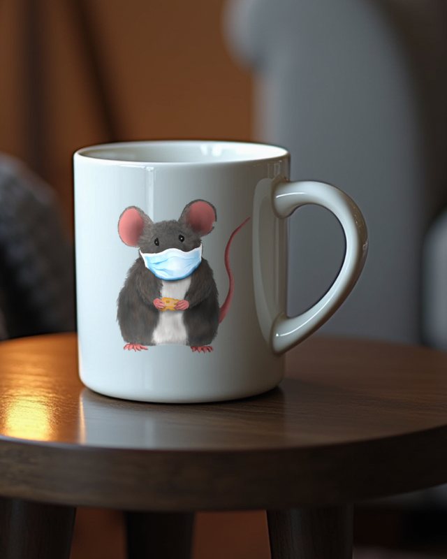 Mouse with Face Mask - Cute Funny Rat Design – Mug