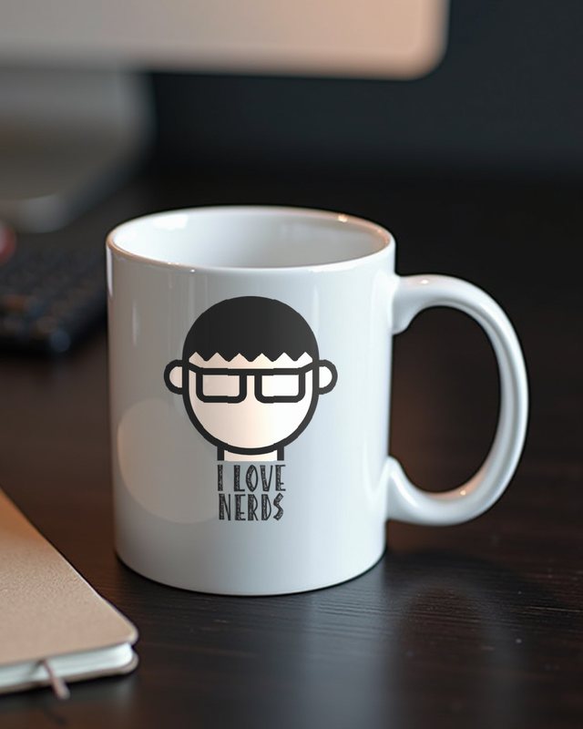 Nerd-Liebe: Minimalistischer Nerd mit Brille – Tasse