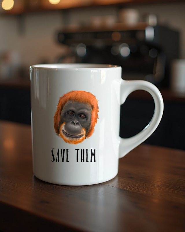 Orang-Utan Save them - Affen für Regenwald Fans – Tasse